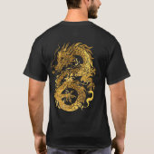 Gouden Dragon 龍 Zodiac Gift Chinees Japans 漢字 T-shirt (Achterkant)