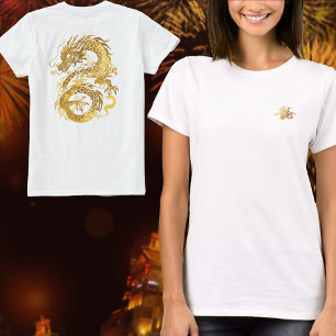Gouden Dragon 龍 Zodiac Gift Chinees Japans 漢字 T-shirt