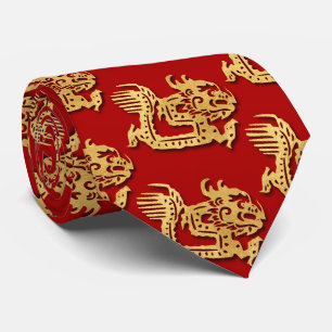 Gouden Dragon Papercut Chinees Nieuwjaar Zodiac Ro Stropdas
