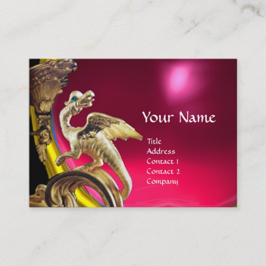GOUDEN DRAGON ROOD FUCHSIA ROBIJN Monogram Visitekaartje (Voorkant)