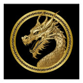 Gouden Dragon Wall Art- Perfect Poster (Voorkant)