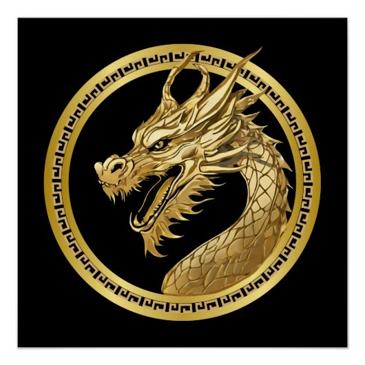 Gouden Dragon Wall Art- Perfect Poster (Voorkant)