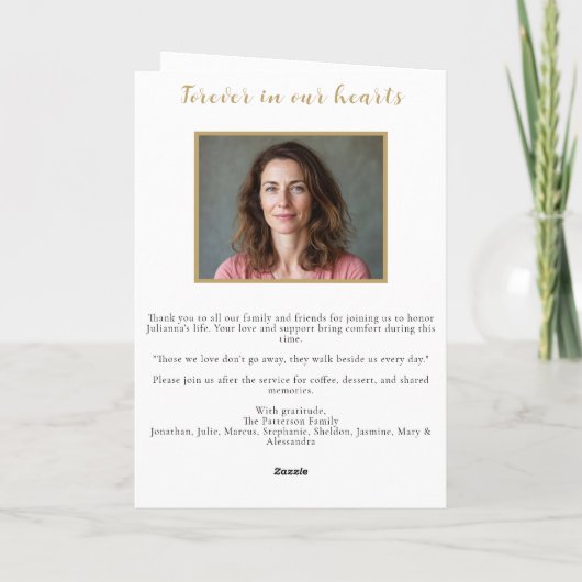 Gouden Dragonfly Viering van het Leven Begrafenisp Programma (Achterkant)