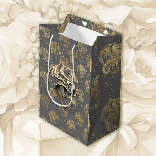 Gouden Draken en Sterren Medium Cadeauzakje