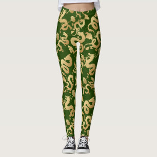 Gouden Draken Patroon D Groene BG Leggings