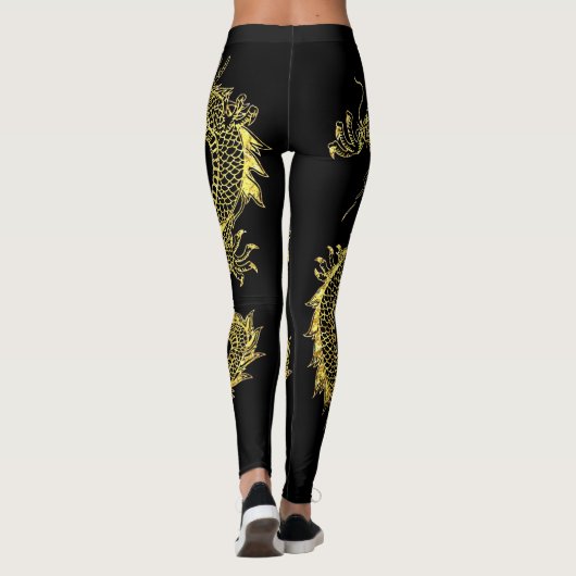 Gouden draken personaliseren achtergrondkleur leggings (Achterkant)