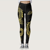 Gouden draken personaliseren achtergrondkleur leggings (Voorkant)