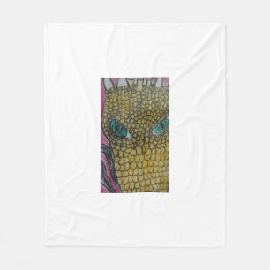 Gouden Drakengezicht — Fantasie Drakenkunst Fleece Deken