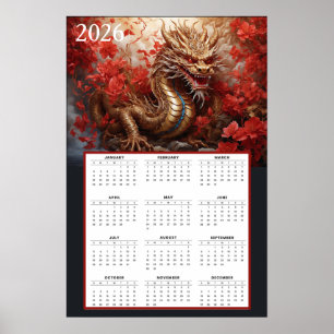 Gouden Drakenkalender 2026 – Herfstvuur Poster