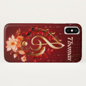 Gouden driedubbele sleutel met rode bladeren. Case-Mate iPhone case (Achterkant (horizontaal))