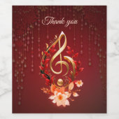 Gouden driedubbele sleutel met rode bladeren. wijn etiket (Enkel label)