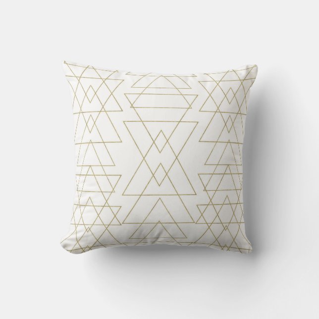 Gouden Driehoeken Chic Wit Moderne Glamour Kussen (Voorkant)