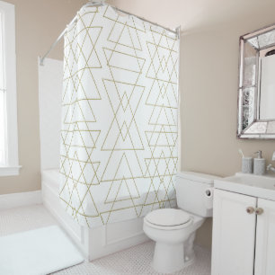 Gouden Driehoeken Chic Witte Moderne Glamour Douchegordijn