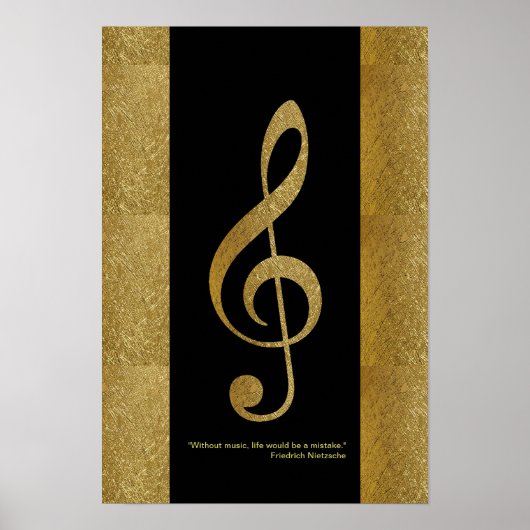 gouden driehoekige gespleten muzieknoot decor poster (Voorkant)