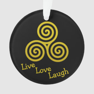 Gouden drievoudige spiraal leef lief lach ornament