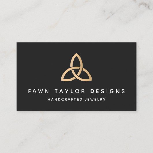 Gouden Drievuldigheidsknoop Keltisch symbool Visitekaartje (Voorkant)