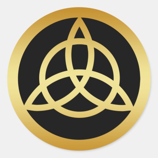 GOUDEN DRIEVULDIGHEIDSKNOOP RONDE STICKER (Voorkant)