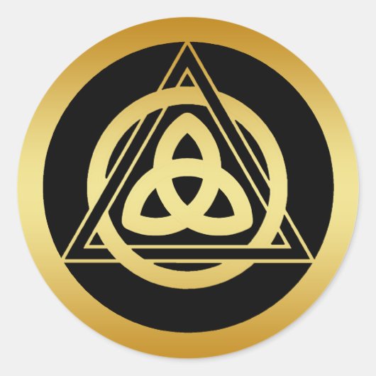 GOUDEN DRIEVULDIGHEIDSKNOOP RONDE STICKER (Voorkant)