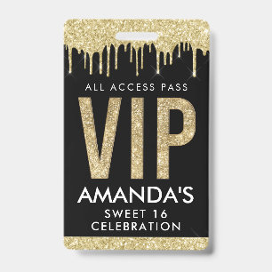 Gouden Drip Aanpasbare VIP All Access Badge