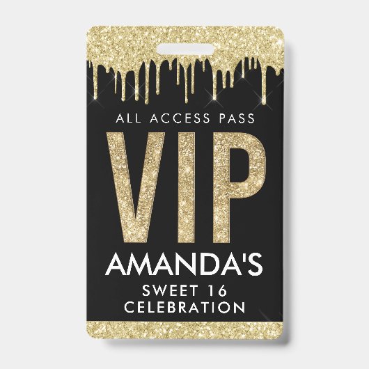 Gouden Drip Aanpasbare VIP All Access Badge (Voorzijde)