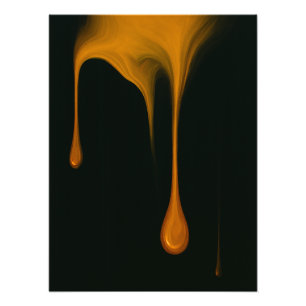 Gouden Drip Abstracte Donkere Kunstprint Foto Afdruk