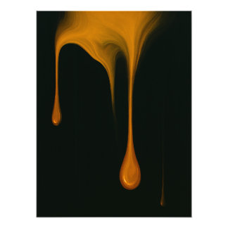 Gouden Drip Abstracte Donkere Kunstprint Foto Afdruk