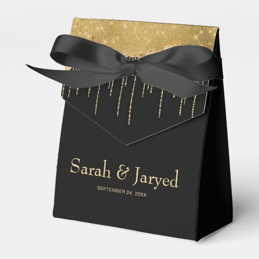 Gouden Drip Glitter Bedankdoosjes (Voorkant Zijde)