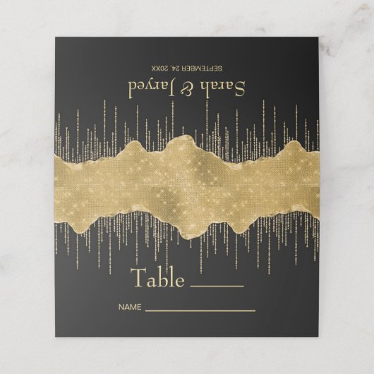 Gouden Drip Glitter Plaatskaartje (Buitenkant ongevouwen)