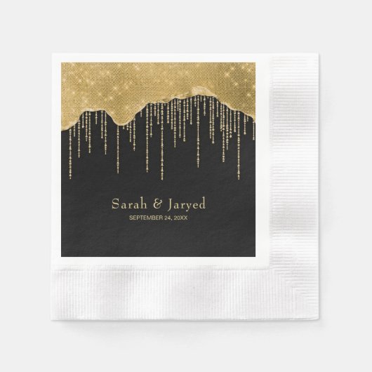 Gouden Drip Glitter Servet (Voorkant)