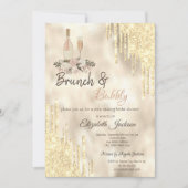 Gouden Drips Brunch & Bubbels Bruidsuitje Kaart (Voorkant)