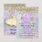 Gouden Drips Prinsessen Jurk Sweet 16th Holografis Kaart (Voorkant / Achterkant)