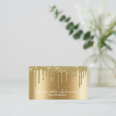 Gouden Drips Zwart Elegant Uniek Metaal look Visitekaartje (Staand voorkant)