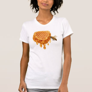 Gouden druipende honingraat met honingbij t-shirt