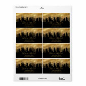 gouden druppelaar voor bruiloft zwarte achtergrond etiket (Full Sheet)