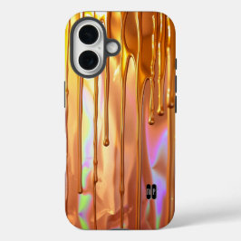 Gouden druppels op iriserend oppervlak iPhone 16 hoesje