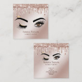 Gouden druppels wimpers schoonheid make-up meisje  vierkante visitekaartje (Voorkant / Achterkant)