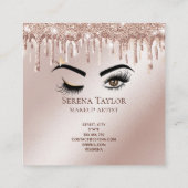 Gouden druppels wimpers schoonheid make-up meisje  vierkante visitekaartje (Achterkant)