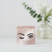 Gouden druppels wimpers schoonheid make-up meisje  vierkante visitekaartje (Staand voorkant)