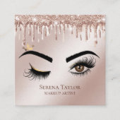 Gouden druppels wimpers schoonheid make-up meisje  vierkante visitekaartje (Voorkant)