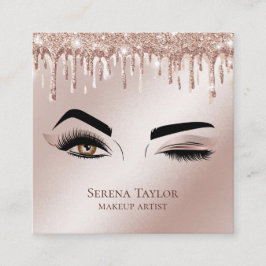Gouden druppels wimpers schoonheid make-up meisje  vierkante visitekaartje