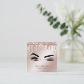 Gouden druppels wimpers schoonheid make-up meisje vierkante visitekaartje (Staand voorkant)