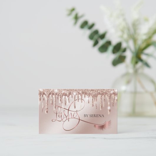 Gouden druppels wimpers schoonheid make-up meisje  visitekaartje (Staand voorkant)