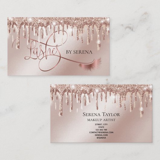 Gouden druppels wimpers schoonheid make-up meisje  visitekaartje (Voorkant / Achterkant)