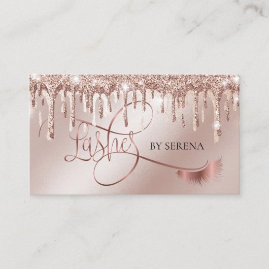 Gouden druppels wimpers schoonheid make-up meisje  visitekaartje (Voorkant)