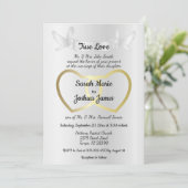 Gouden Dual Heart Wedding Kaart (Staand voorkant)