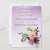 Gouden Dubbele Lijst Paarse Violet Bloemen Huwelij Kaart (Achterkant)