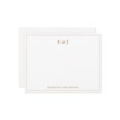 Gouden dubbele rand Elegant paar Initialen Notitiekaartje (Voorkant / Achterkant in situ)