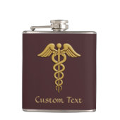 Gouden Dubbele Slang Caduceus Heupfles (Voorkant)