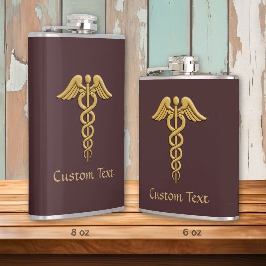 Gouden Dubbele Slang Caduceus Heupfles