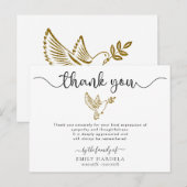 Gouden Duif Rouwkaart Eenvoudige Script Bedankkaar Briefkaart (Voorkant / Achterkant)
